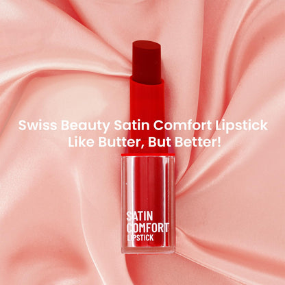 Swiss Beauty Satin Comfort Lipstick | Ultra-Hydrating | Highly Pigmented | Smooth Glide | Satin Matte Finish | One-Swipe Application | Shade- 2 Prime Rose, 3gm
