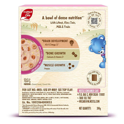 CEREGROW Multigrain Cereal with Milk & Fruits, NO Refined Sugar, from 2-6 Years, with Iron, Protein, Calcium, Omega 3, Instant Cereal, 300g, Bag-in-Box Pack