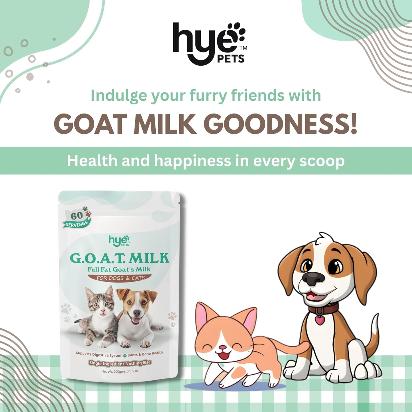 HYE Pets Full Fat Goat Milk Powder for Dogs & Cats | 200g