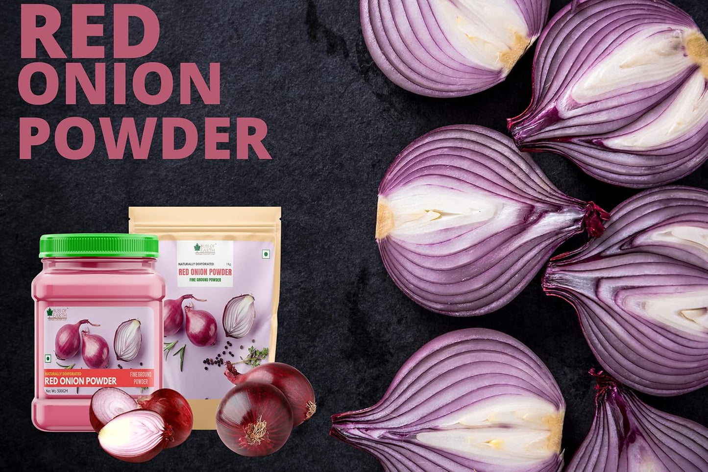 Bliss Of Earth 500Gm Natural Red Onion Powder, Dehydrated, Good For Cooking & Hair Growth