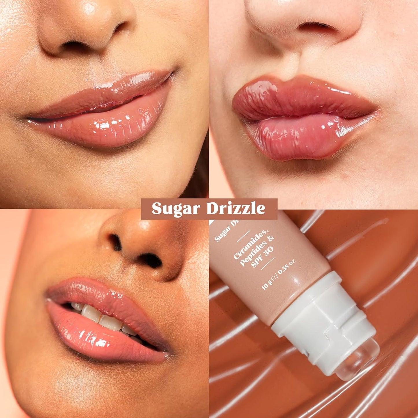 RENEE Juicy Fix Tinted Lip Balm- Sugar Drizzle | Shiny, Glossy Finish | Protects Lips With SPF 30 | Repairs & Nourishes Dry, Flaky Lips | With Peptides, Ceramides & Hyaluronic Acid | 10 g