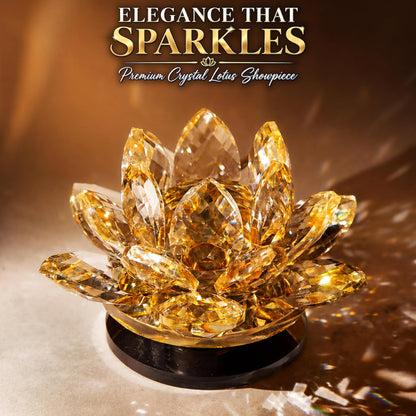 Crystal Lotus Flower Glass Showpiece, Decor -8.5 x 5.5 CM