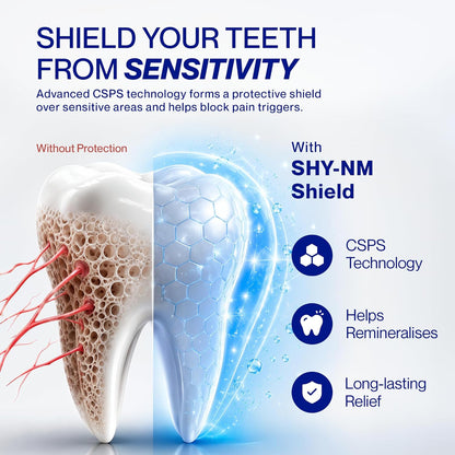 SHY-NM Sensitivity Toothpaste (Pack of 1) 100g | Instant and long-lasting relief from Dental Sensitivity | Remineralises Teeth | SLS free, Parabens free and Vegan friendly | Fresh Mint Flavour