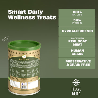 Pawfect Nature's Feast Freeze-Dried Goat Meat Treats for Dogs- 100% Natural- Hypoallergenic- Easily Digestible- Grain-Free- Multifunctional- High Protein-Low Fat Training Treats(50g/1.76oz)
