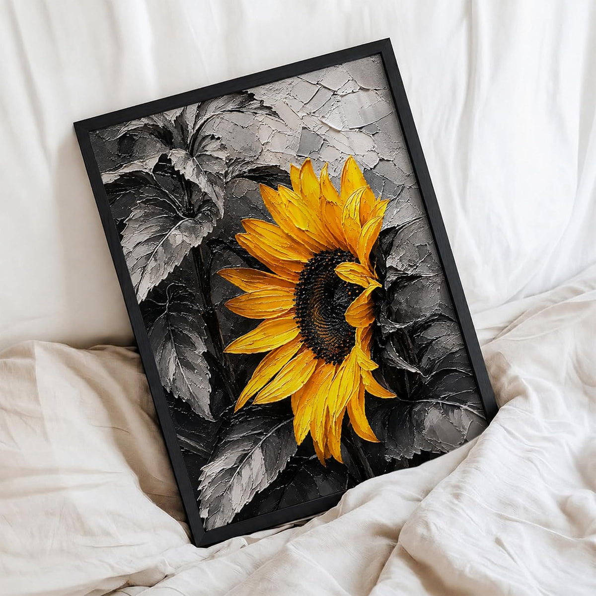 Sunflower Monochrome Framed Wall Art, Black, 10x13 Inches