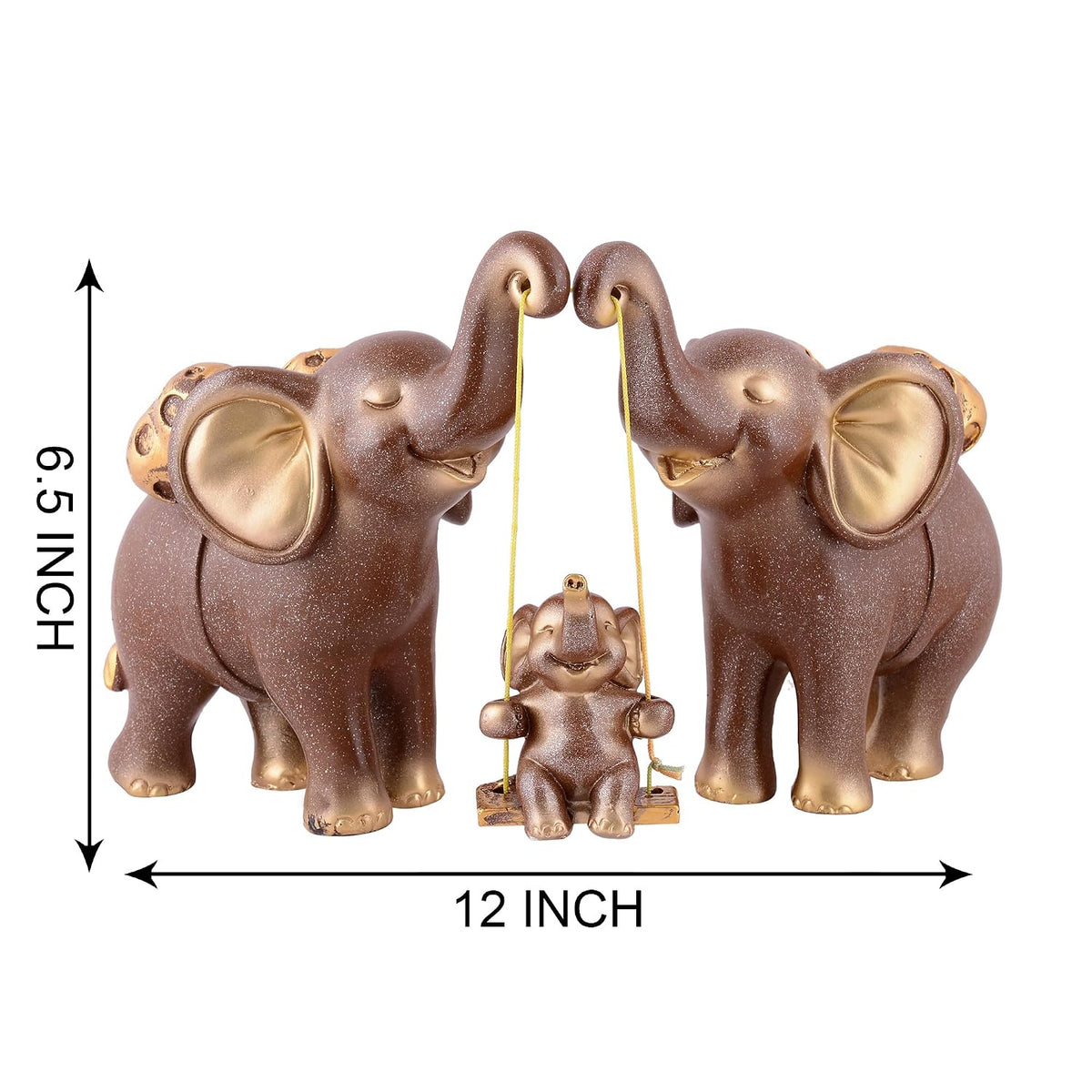 Decorative Elephant Family Showpiece Home & Office Decor(Brown)