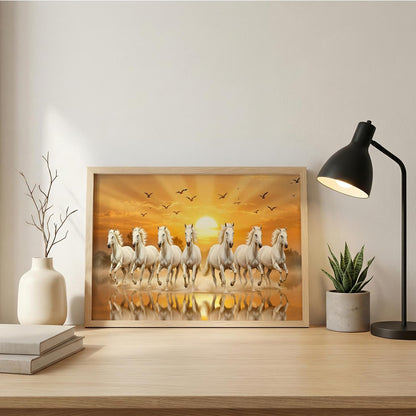 7 Horse Vastu Wall Painting (Landscape Collection) (Natural, Design 11, 13x19 Inch)