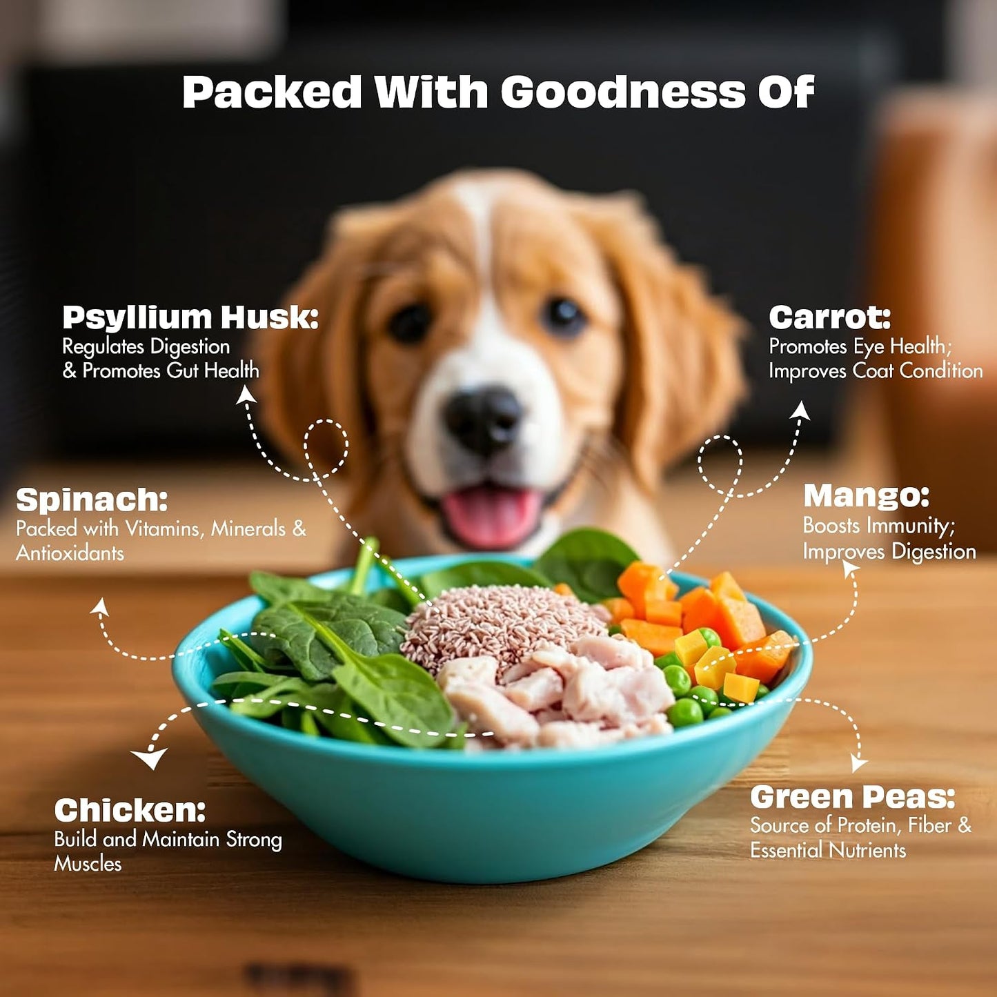 Pawfect Nature's Feast Freeze-Dried Chicken Treats with Asian Greens for Dogs - 80% Chicken, 20% Veggies & Fruits-100% Natural- Grain-Free- High Protein- Limited Ingredient Training Treat (50g/1.76oz)