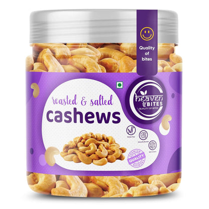Heaven Bites Premium Roasted and Salted Cashews | Whole Kaju Dry Fruits Rich in Protein Fibre | Healthy Snacks | 100% Natural Cashew Nuts | Festive Snacking | Magnesium and Phosphorus | Crunchy & Delicious