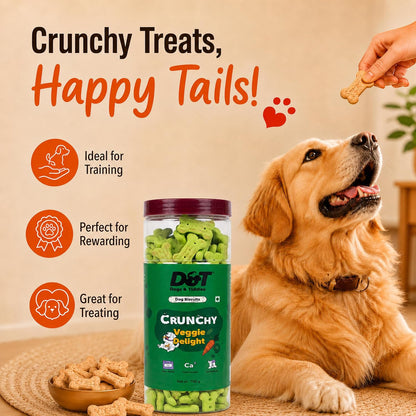 Dogs & Tiddles Veggie Delight Dog Biscuits 700g | Oven Baked Crunchy Dog Treats | High Calcium Dog Snacks for All Life Stages & All Breeds