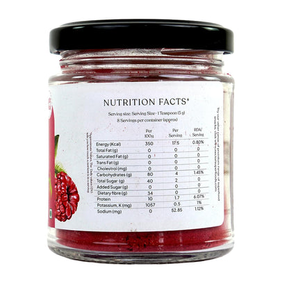 Freeze Dried Raspberry Powder- 60 grams Jar-Pack of 1 Nos | 100% Natural | No Added Sugar, Preservative-Free & Vegan |