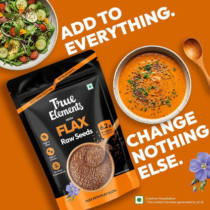 True Elements Flax Seeds 900g - Alsi Seeds | Flax Seeds for Hair Growth | Raw Seeds for Eating | Source of Iron & Dietary Fibre | Source of Iron | Rich in Protein