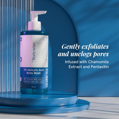 Be Bodywise 1% Salicylic Acid Body Wash 375 ml | Refreshing Showering Gel that Helps to Prevent Body Acne & Cleanse Skin | Paraben and SLS free