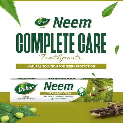 Dabur Herb'l Neem Germ Protection Toothpaste - 200g | No Added Flourides & Parabens | Neem Fights Bacteria (Pack of 2)