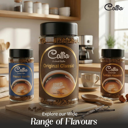 CAFFIA Original Classic 100% Arabica Instant Coffee | Freeze Dried Coffee Powder - 50g | Make Cafe Style Hot or Cold Coffee, Black Coffee, Cappuccino, Latte at Home | Rich & Smooth Taste