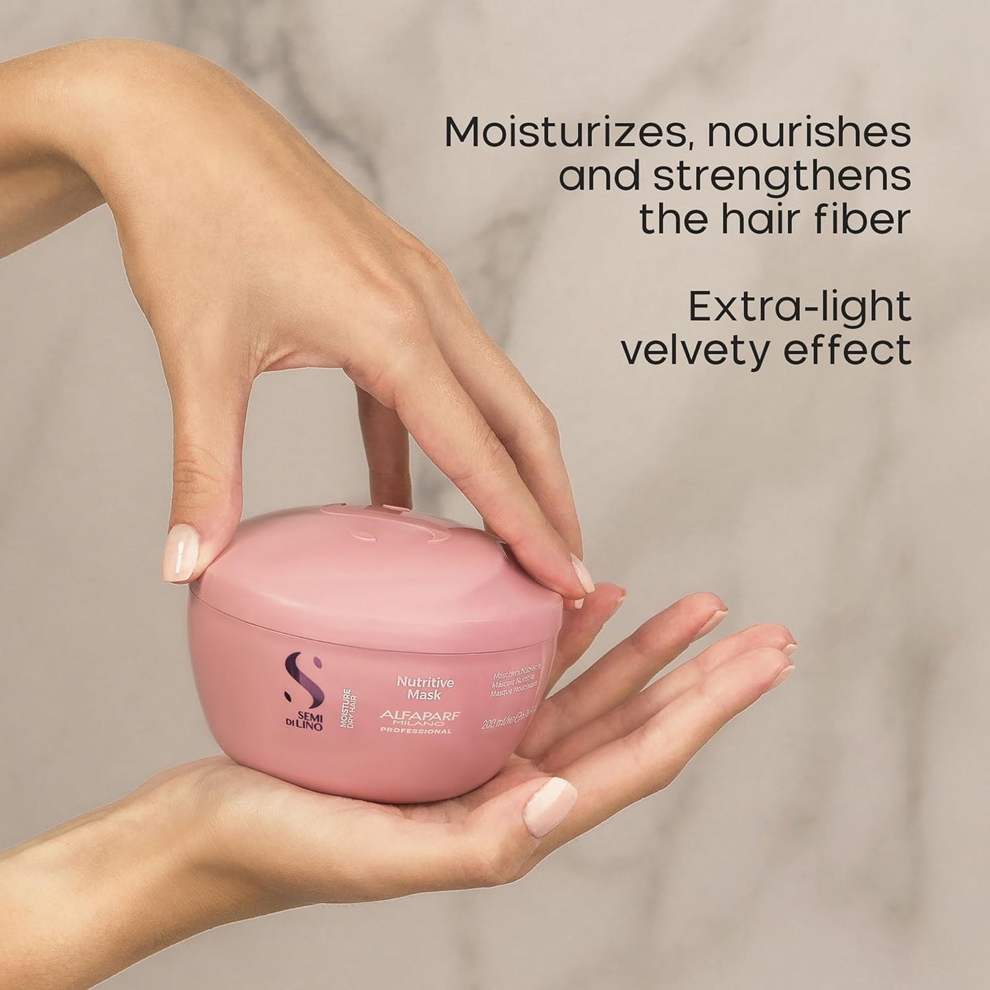 ALFAPARF MILANO Moisture Nutritive Mask For Dry Hair Frizzy, Frizz Anti-Dryness Hair - Safe On Color Treated Hair, Paraben And Paraffin Free, Paraben And Paraffin Free Semi Di Lino, 200 Millilitre