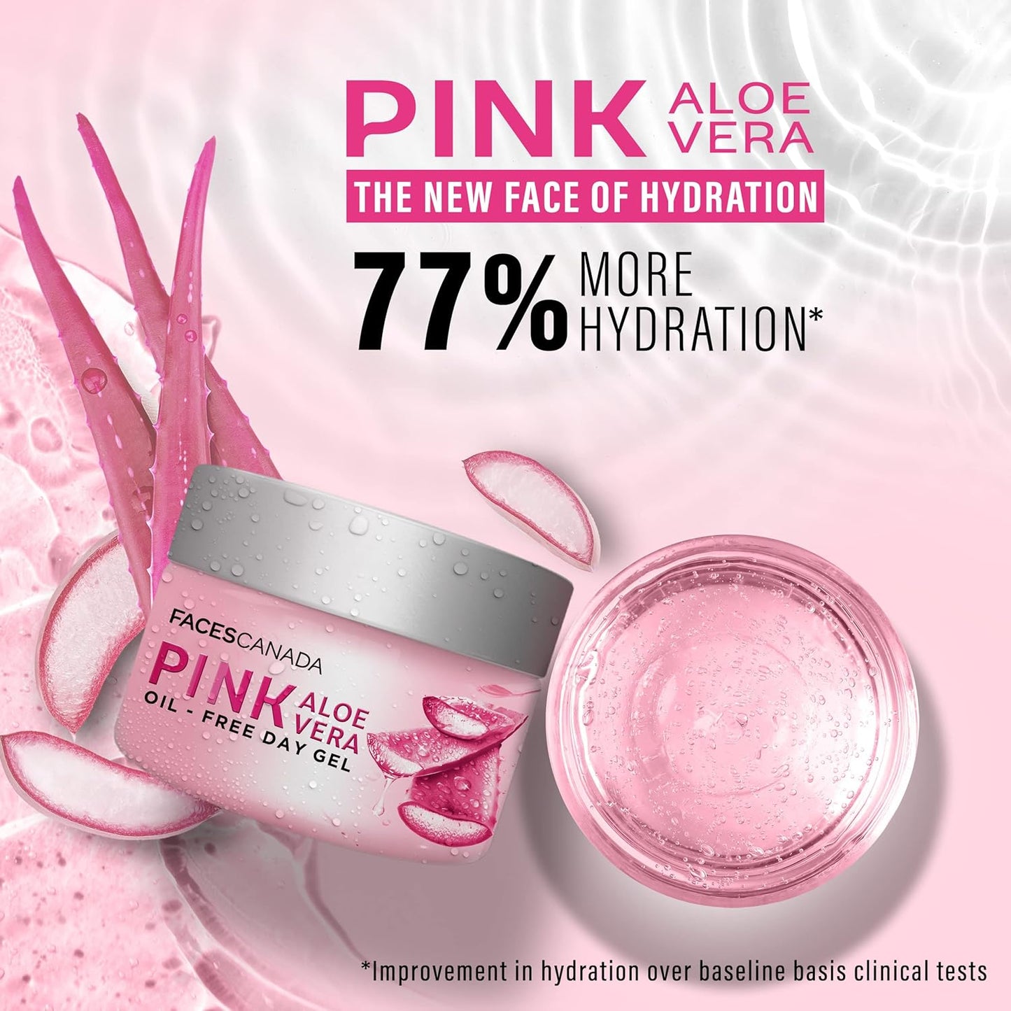 FACESCANADA Pink Aloe Vera Oil-Free Day Gel, 50g | 1.5% Hyaluronic Acid | Intense Hydration | Lightweight, Non Sticky & Absorbs Easily | Soothing, Nourishing & Acne Control | No Alcohol & Parabens