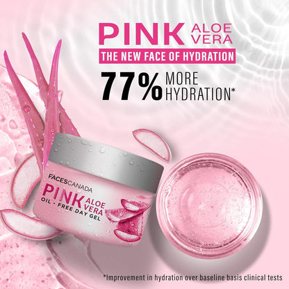 FACESCANADA Pink Aloe Vera Oil-Free Day Gel, 50g | 1.5% Hyaluronic Acid | Intense Hydration | Lightweight, Non Sticky & Absorbs Easily | Soothing, Nourishing & Acne Control | No Alcohol & Parabens