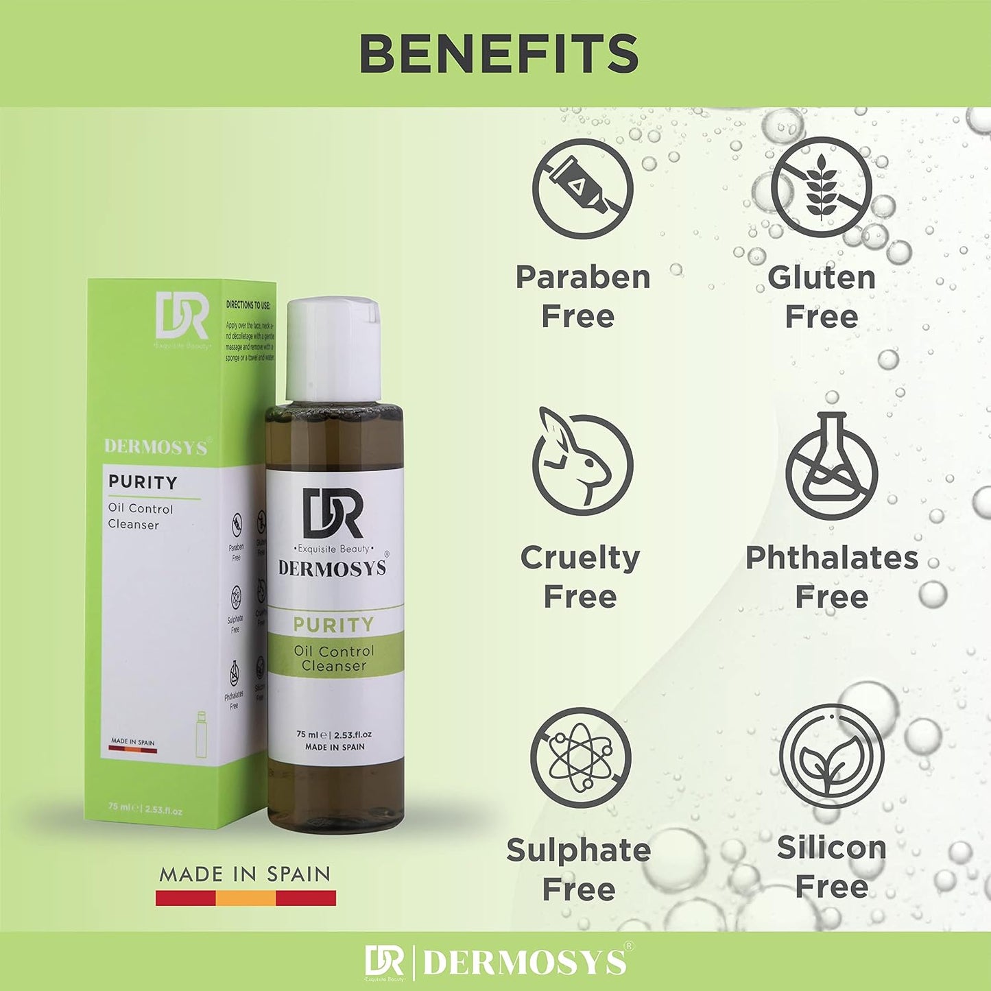 Dermosys Cleansing Oil for Face | Deep Cleansing Oil with Witch Hazel, Thyme & Camphor | Daily Wash for Oily & Acne-Prone Skin | 75ml | Paraben& Sulphate-Free