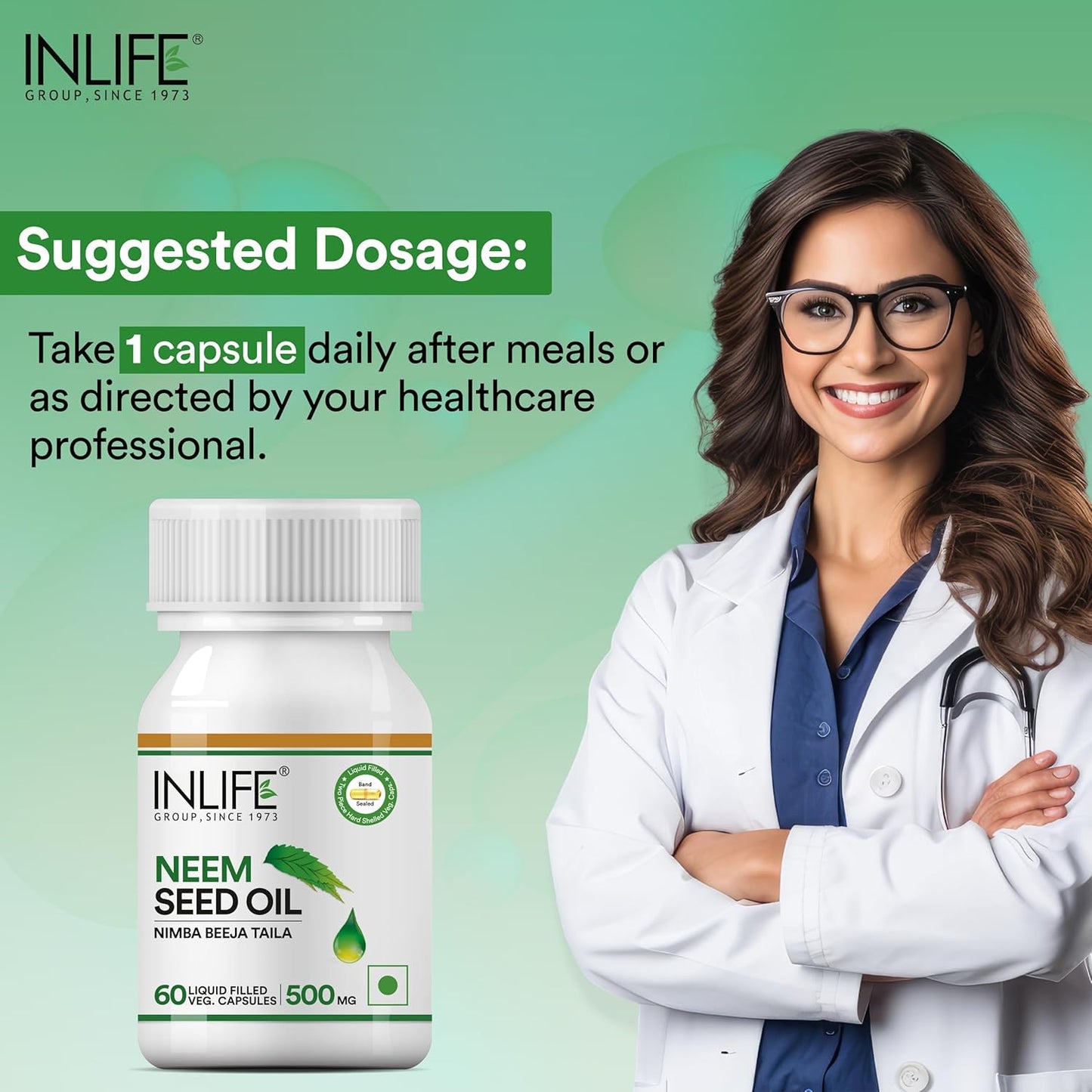 Inlife Neem Seed Oil Supplement, 500Mg (60 Vegetarian Capsules)