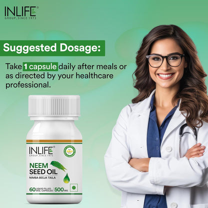 Inlife Neem Seed Oil Supplement, 500Mg (60 Vegetarian Capsules)
