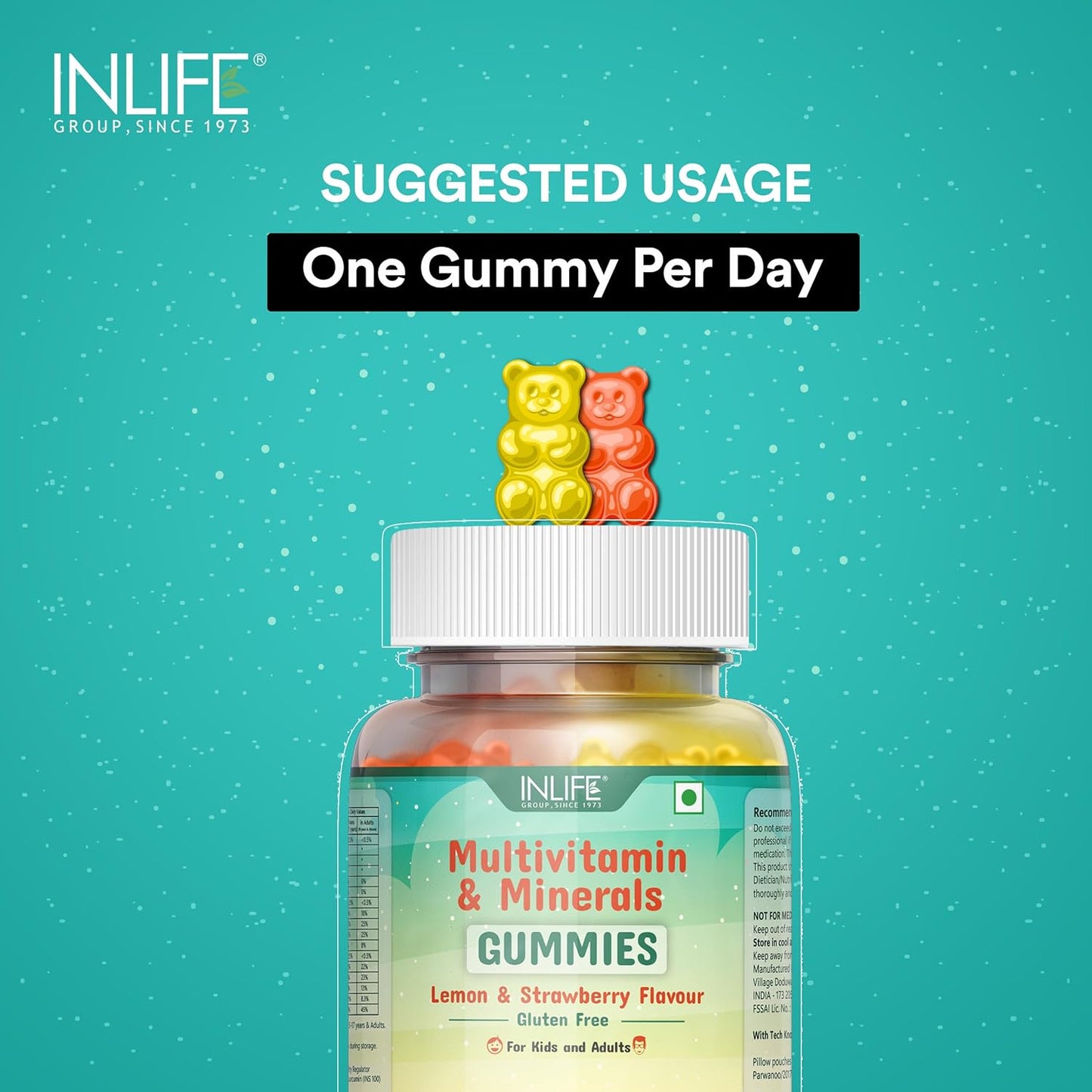 INLIFE Multivitamin Gummies for Kids Teens Men & Women, Daily Gummy Bear Essential Vitamins & Minerals - 30 Lemon Strawberry Gummies (Kids)
