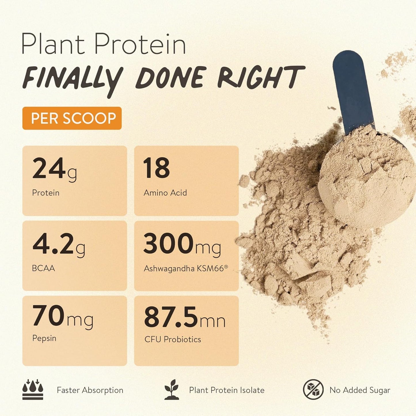 Happy Cultures Plant Protein 505g | 24g Vegan Protein with Alphonso Mango, Almond & Ashwagandha | Probiotics, No Added Sugar, Dairy Free, Easy to Digest