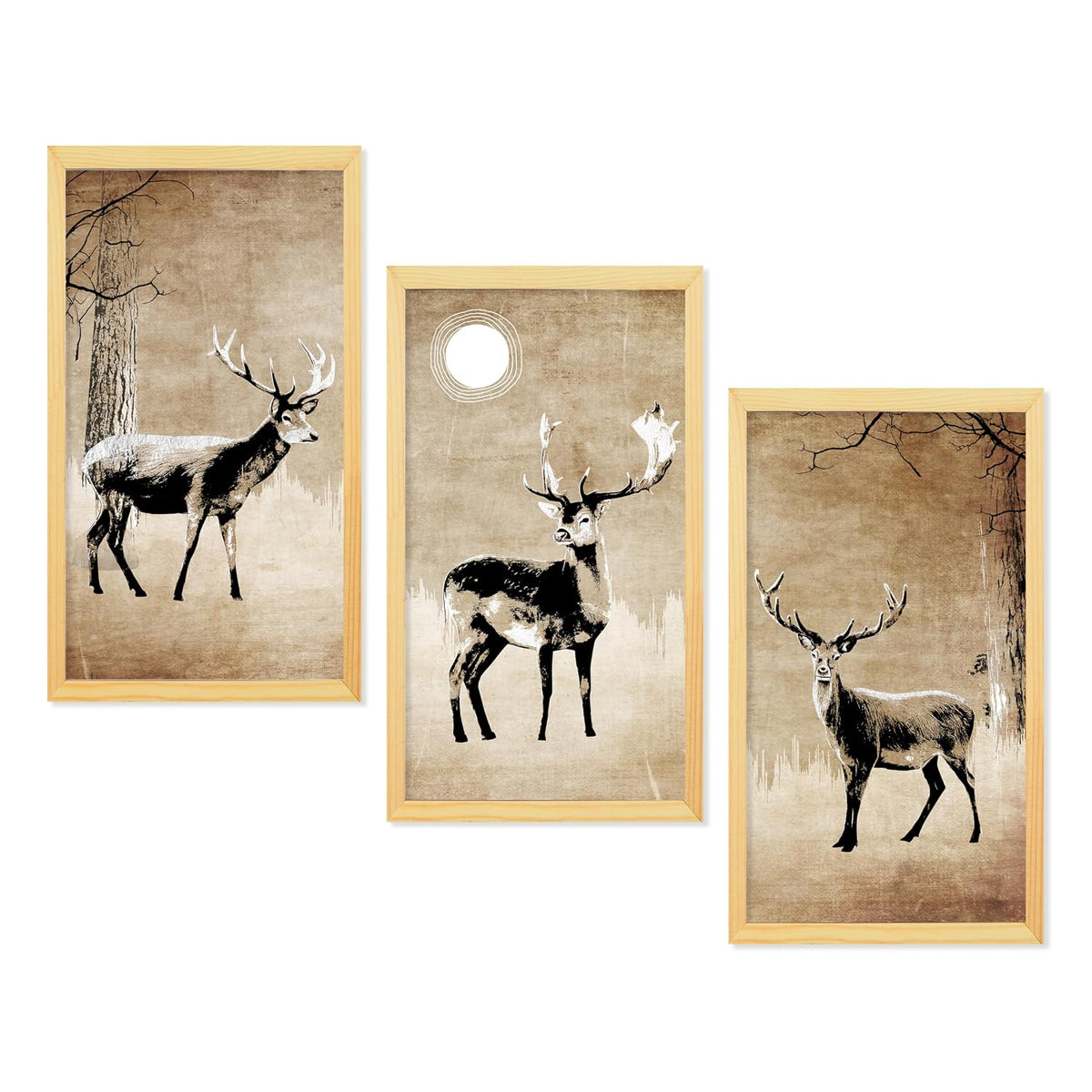 Framed Art Painting For Home, Living Room, Hall | Traditional Paintings With Frame For Home Decor (Deer D5)