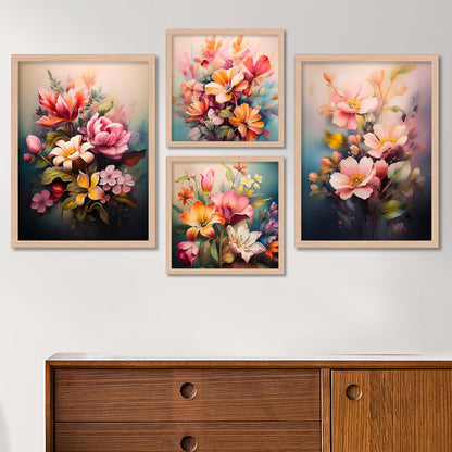 Painting For Home/Wall Decoration - Wall Painting For Living Room Bedroom Framed - Frames For Office Wall Decor (Set of 4) (Medium, Artwork 1)
