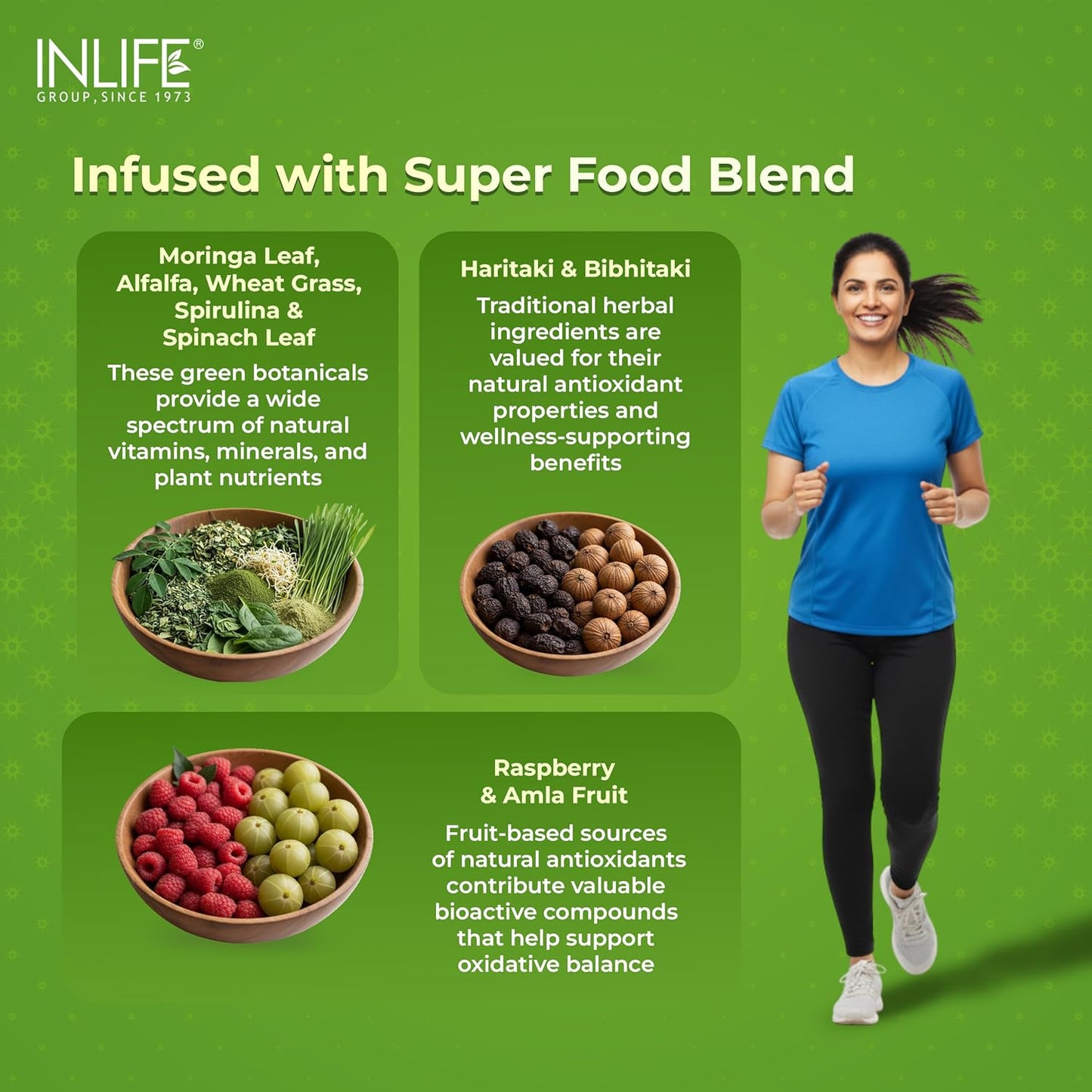 INLIFE Plant Based Vitamin B12 Supplements for Men & Women | Supports Nerve Health & Brain Health | Superfood Formula | B12 from Spirulina Extract - 120 Vegetarian Capsules (Pack of 1, 120)