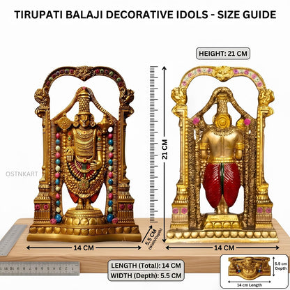Lord Tirupati Balaji Murti – 8 Inch Golden Polyresin Statue | Handcrafted Venkateswara Idol for Home Temple, Office Desk & Spiritual Gift (Lord Srinivasa Govinda)