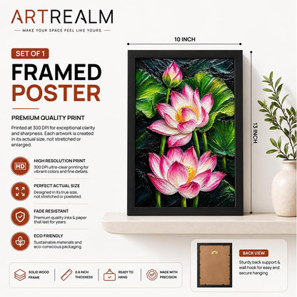 Pink Lotus Framed Wall Art, Black, 10x13 Inches
