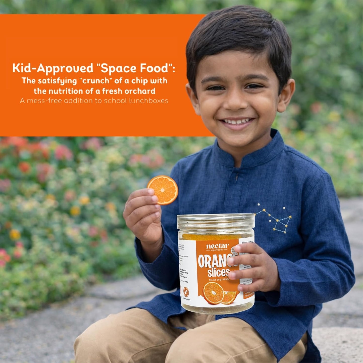 Freeze Dried Orange Slices – 30g Jar Pack of 1 | 100% Natural Crispy Fruit Snack | No Added Sugar | Healthy & Lightweight |
