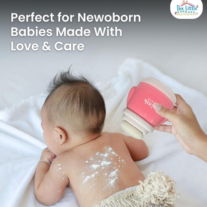 THE LITTLE LOOKERS Portable Baby Skin Care Baby Powder Puff With Box Holder Container For New Born & Kids For Baby Face & Body (Pink-White)