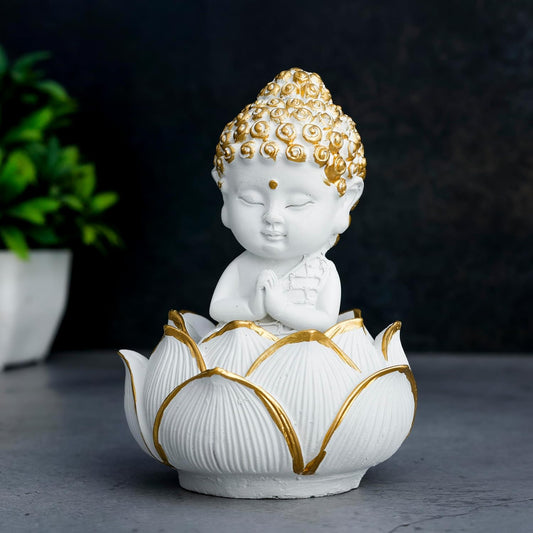 Laughing Buddha Baby Monk Idol Statue Showpiece Home Decor Items for Living Room and Gifts-WT_GOL-LBMK4