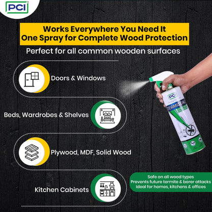 PCI Termiseal Herbal Wood Preservative Spray | Eco-Friendly Termite Killer Spray| Wood Preservative and Termite, Borer, Insect Repellant For Home, Kitchen and Offices 500 ml