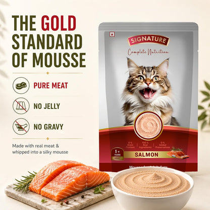 Grain Zero Adult Cat Wet Mousse 80gm | Salmon | Rich in Protein, Promotes Hydration & Easy to Digest | Grain Free, No Artificial Flavours | Packed with Essential Vitamins & Antioxidants
