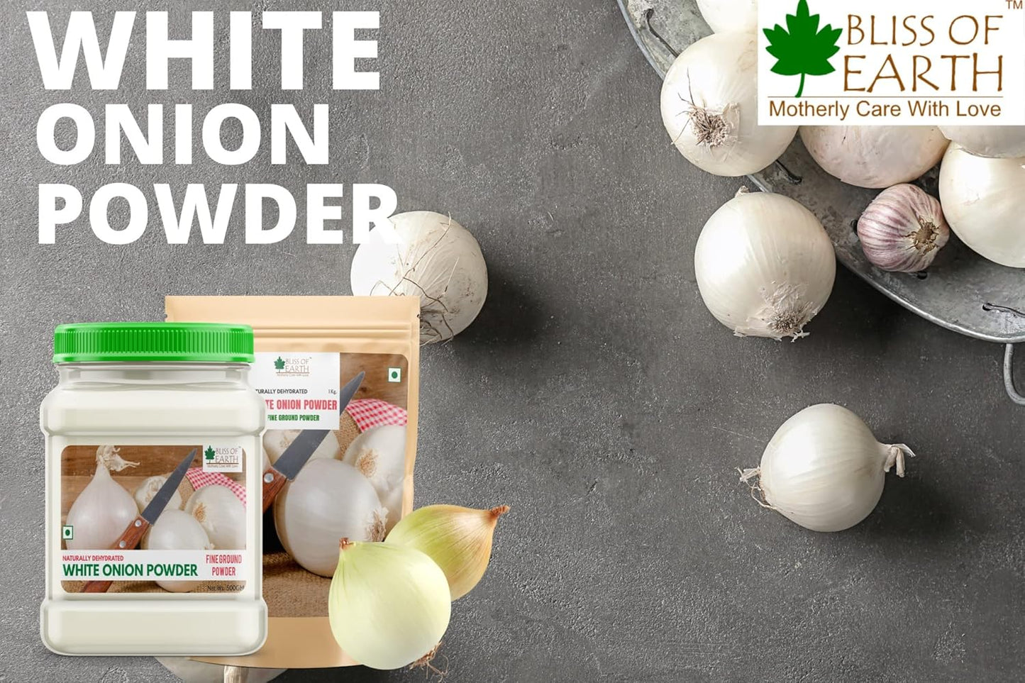 Bliss Of Earth 500Gm Natural White Onion Powder, Dehydrated, Good For Cooking & Hair Growth