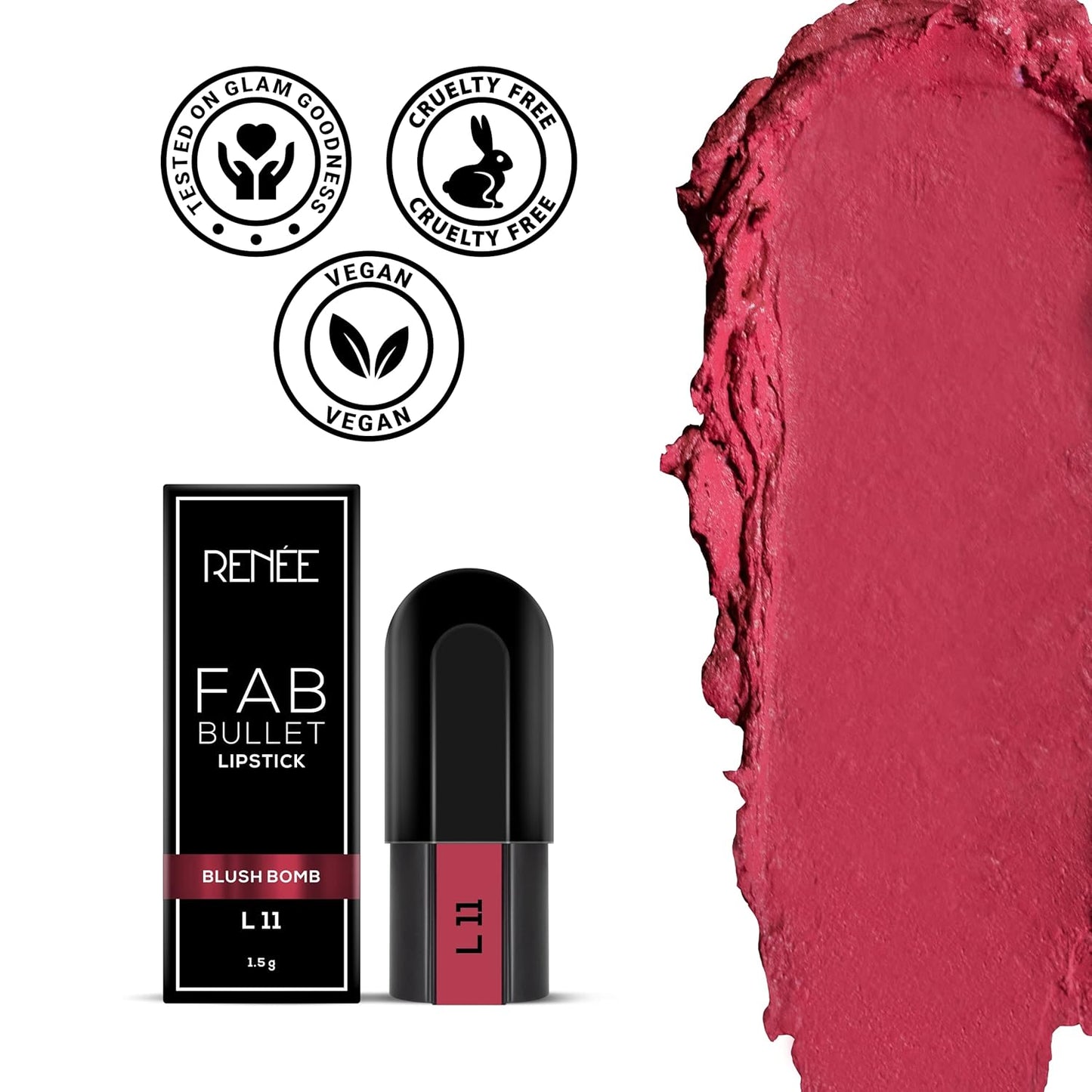 RENEE Fab 5 Refill Bullet Matte Lipstick, L 11 Blush Bomb 1.5gm