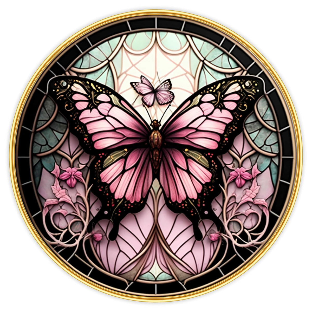 Butterfly modern art Premium Sparkle lamination Golden Slim Frame 50.8 cm x 50.8 cm Large Size, For Home/Office/Hotel painting GRL-29