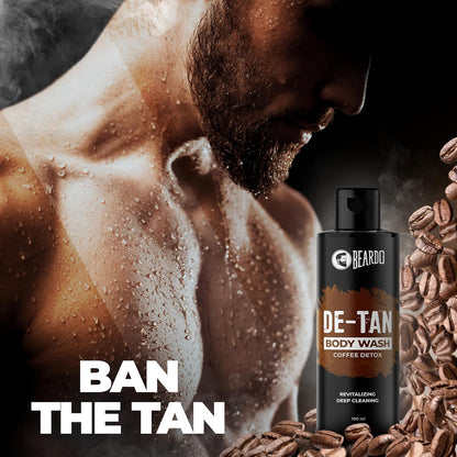 Beardo De-Tan Body Wash for Men, 100ml | Tan Removal and Caffeine Body Wash | Detan With Coffee & Aloe Extracts | For Body & Face | Refreshing Fragrance