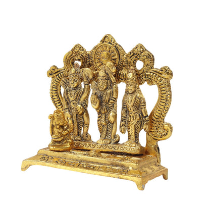 Metal Ram Darbar Idol with Shree Ram, Sita, Laxman & Hanuman Ji | Ramdarbar Murti, Pooja Idol, Spiritual Gift (Design 01: L10 x W5 x H10 cm)