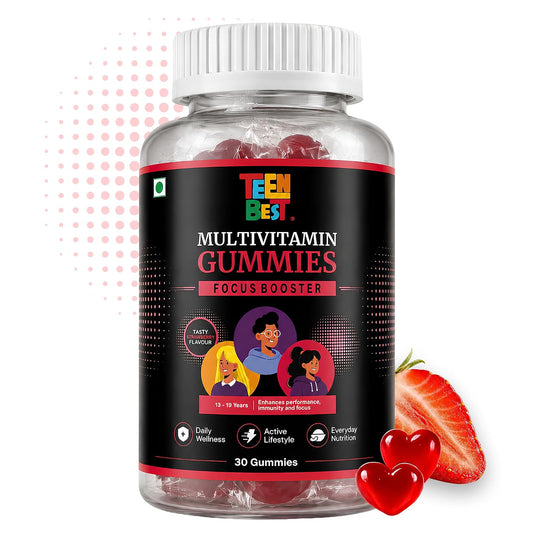 HealthBest Teen Multivitamin Gummies for Boys & Girls (13–19 Years) Enhances Focus, Energy & Immunity - 30 Strawberry Gummies Visit the HealthBest Store