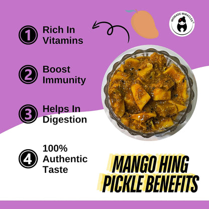 Momade Miracles Mango Aam ka Achar with Hing Flavour/Pickle Without Oil Traditional Indian Homemade Achar with Hing, Sweet & Tangy Pickle | Dry Sukha Aam Ka Achaar made with Organic Methods & Preservative free
