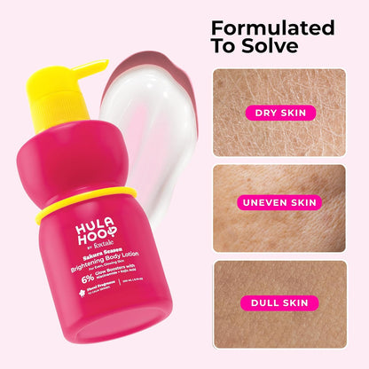FoxTale Hula Hoop Brightening Body Lotion by Foxtale| Niacinamide + Kojic Acid + SPF30 | Moisturizes, Brightens, & Even Tones Skin | Prevents Tanning & Sun Damage | Light & Grease-Free | 200ml