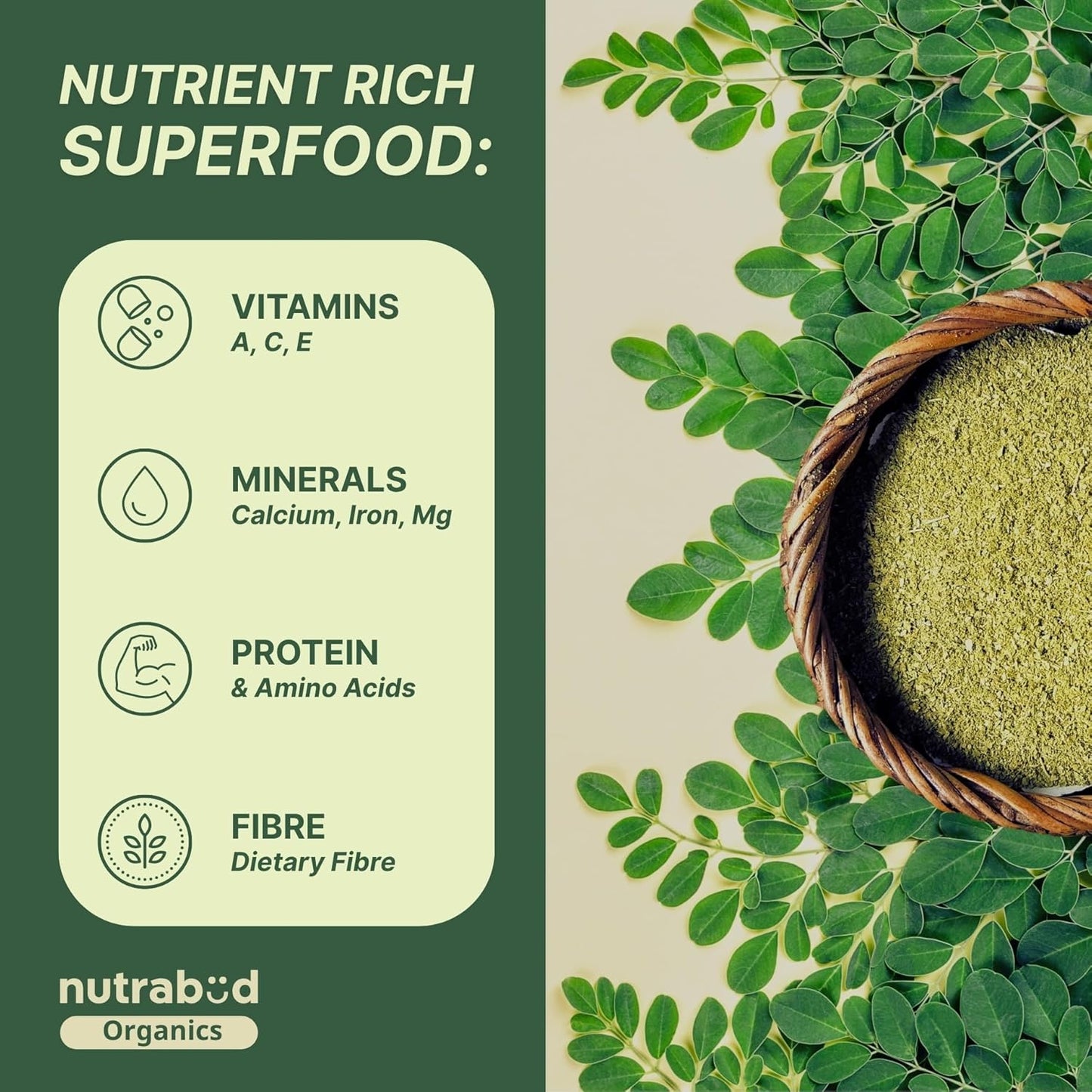 Nutrabud Moringa Tablet 1000mg - 180 Tablets - Moringa Leaves Powder Tablets for Immunity, Digestion & Energy - Certified Organic (180 Count (Pack of1))