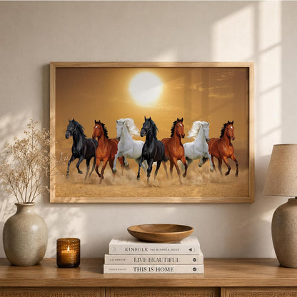 7 Horse Vastu Wall Painting (Landscape Collection) (Natural, Design 13, 13x19 Inch)