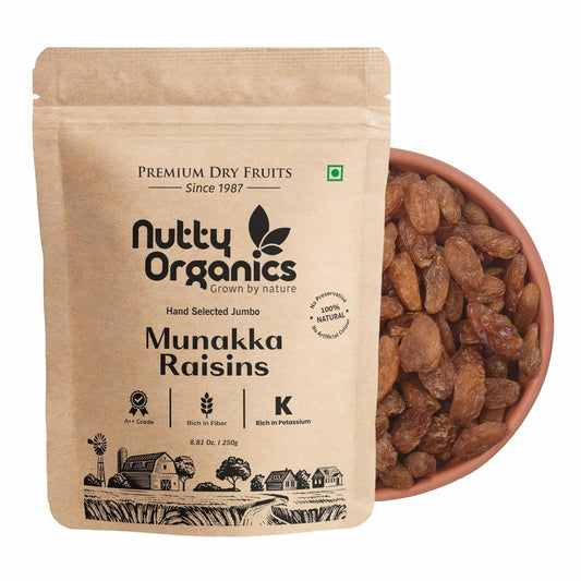 Nutty Organics Munaka Raisins 250 Gm | Nutritious| Rich in Iron | Tasty & Healthy Nuts Dry Fruits | Rich in Protein