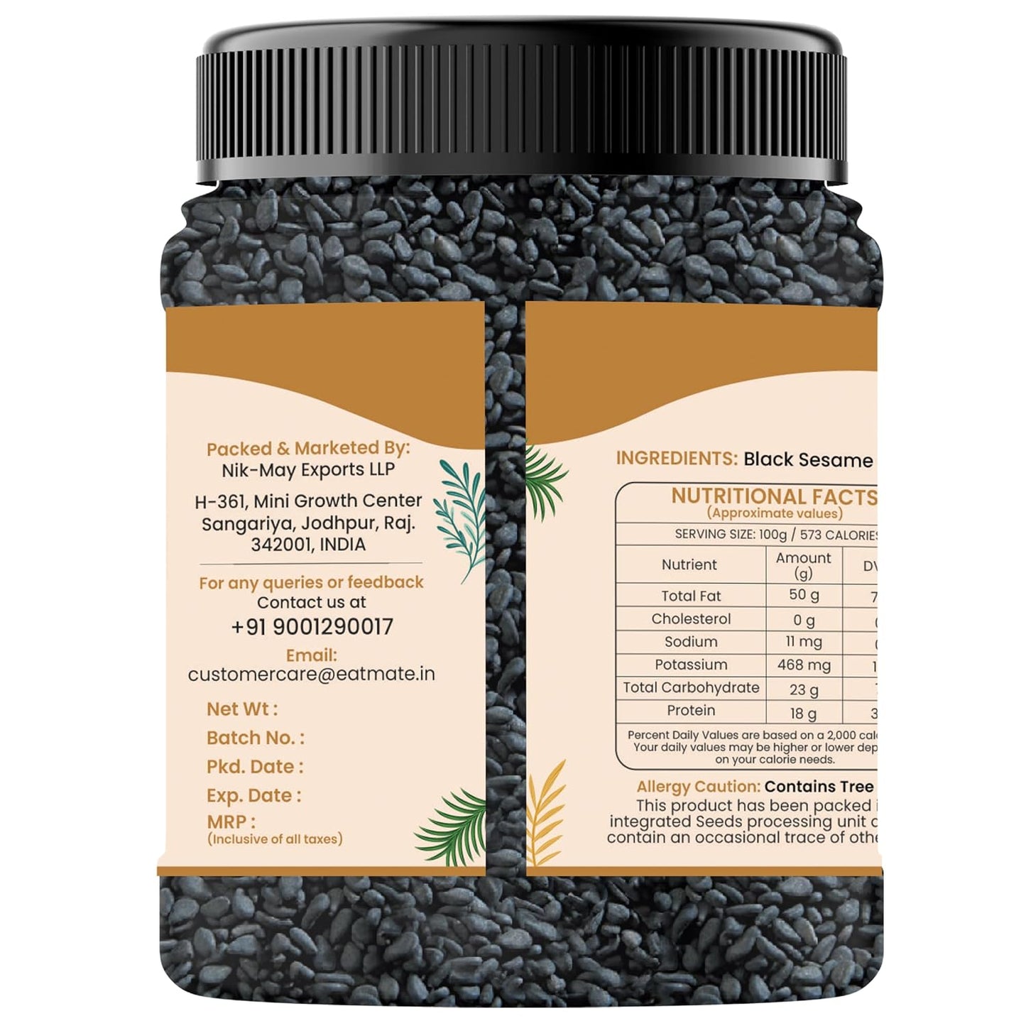 Eatmate Premium Black Sesame Seeds 250 g | Raw Kala Til Seeds for Eating, Cooking & Baking | Nutrient Rich Indian Spice | Pure Natural Black Til | High Calcium & Antioxidants Whole Sesame