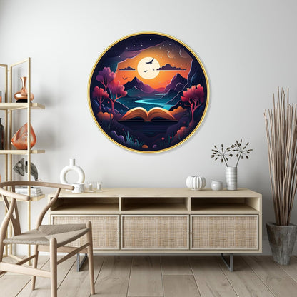 nature scenery Abstract modern art Premium Sparkle lamination Golden Slim Frame 50.8 cm x 50.8 cm Large Size, For Home/Office/Hotel painting GRL-31